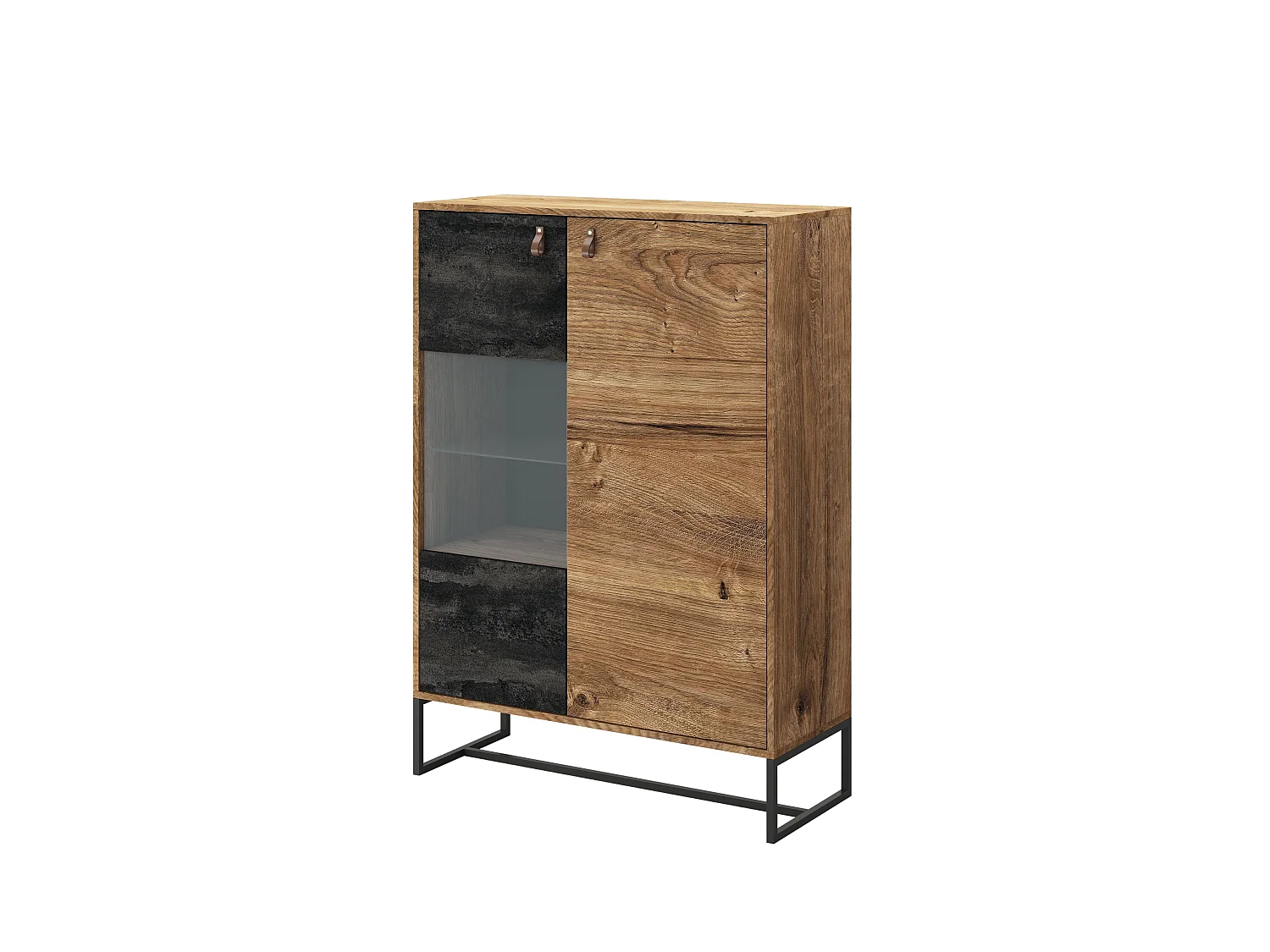 CAROLINE - 2-deurs houten ladekast 90cm - Donkerbruin
