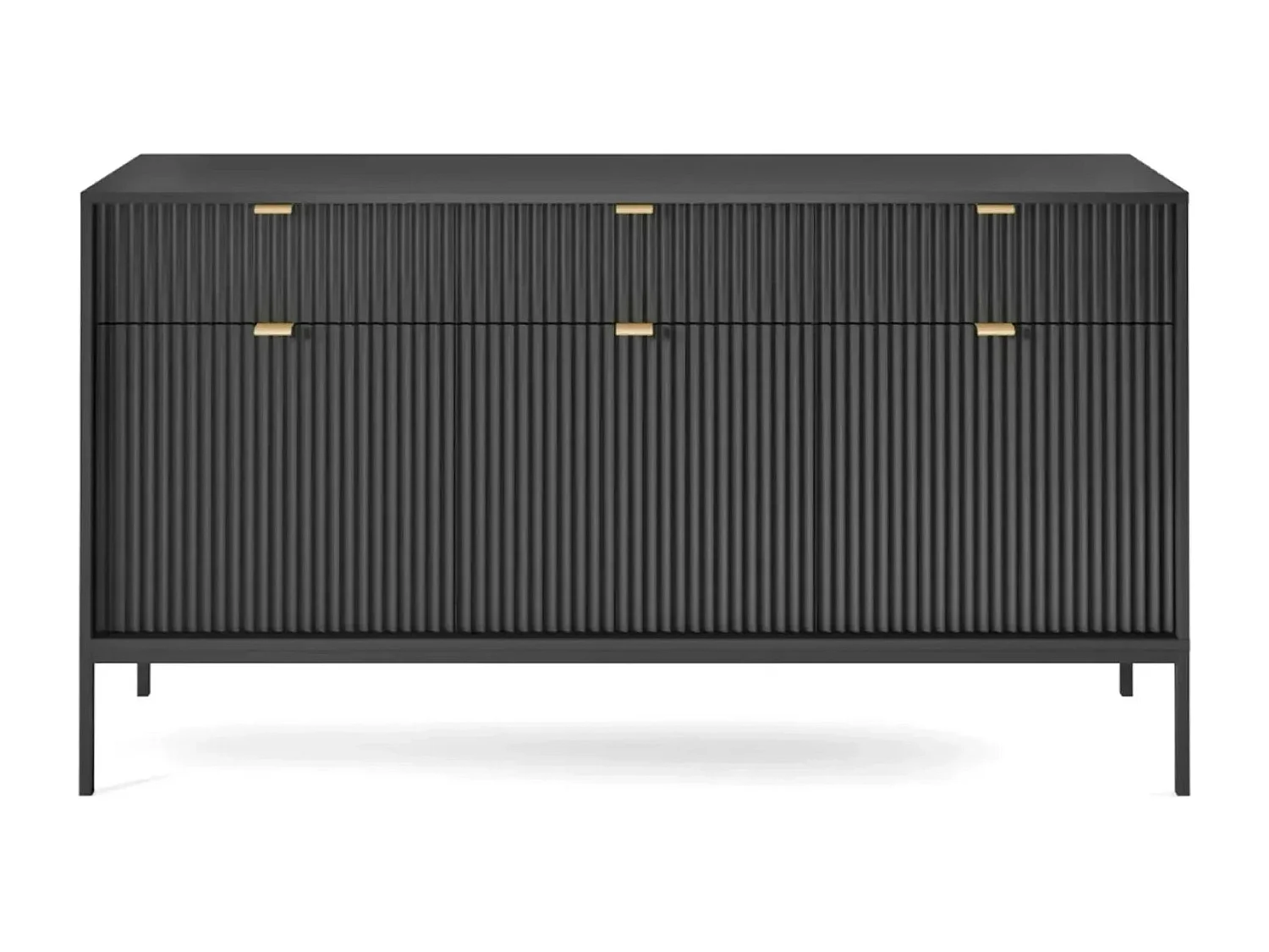 CHARLES - Buffet en bois 154cm - Noir