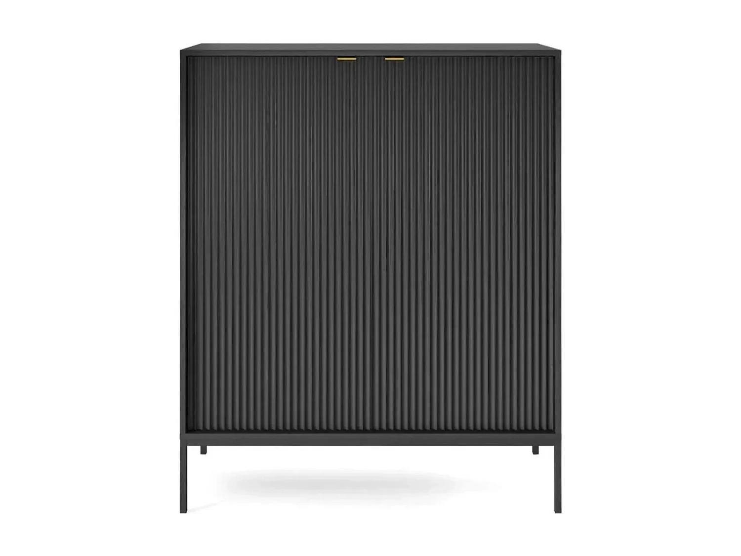 CHARLES - Commode 2 portes tiroirs 100cm - Noir