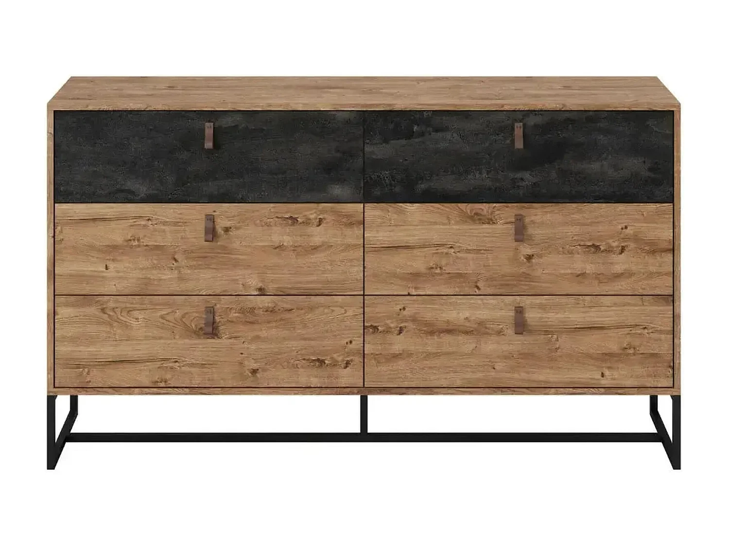 CAROLINE - Buffet en bois 154cm - Brun foncé