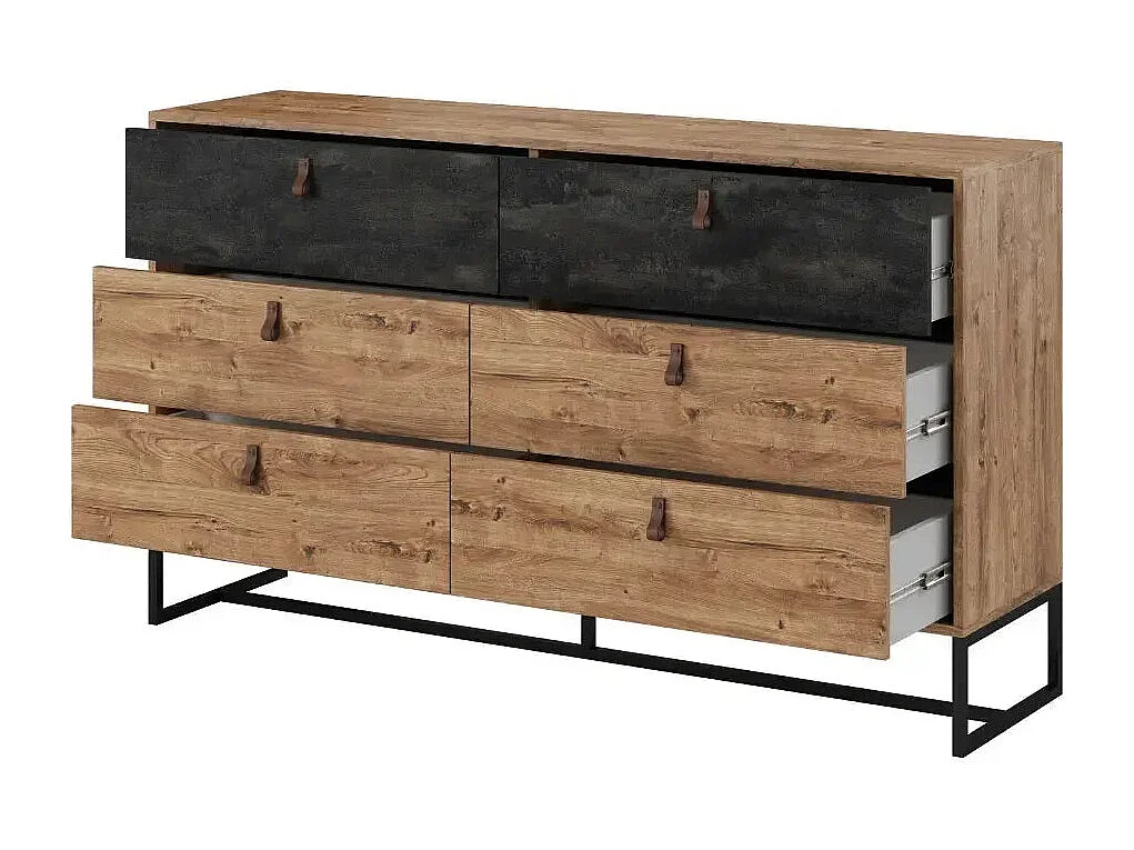 CAROLINE - Buffet en bois 154cm - Brun foncé
