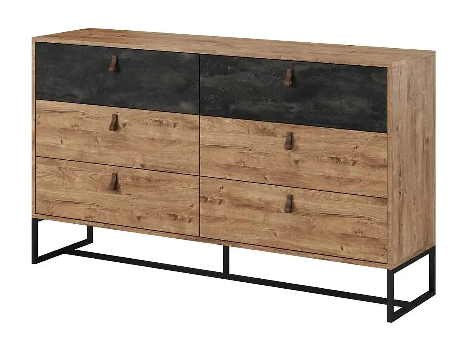 CAROLINE - Buffet en bois 154cm - Brun foncé