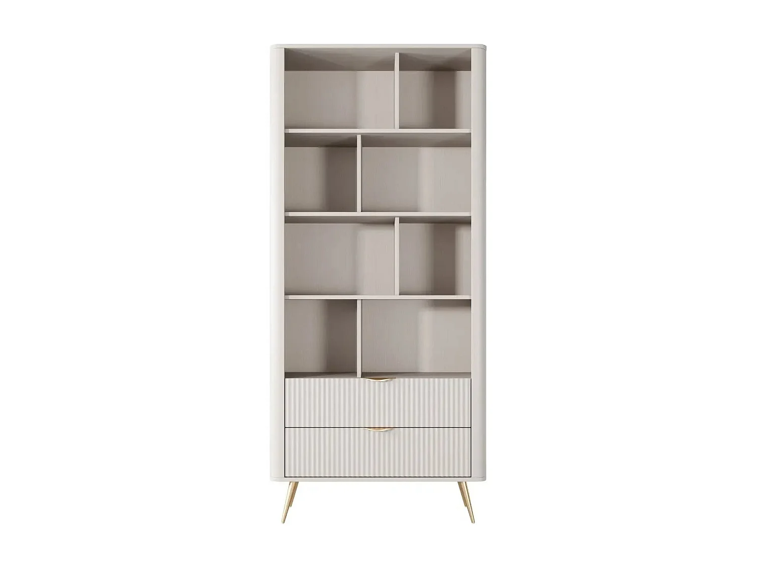 JOUDY - Bibliothèque 88cm effet rainuré - Beige