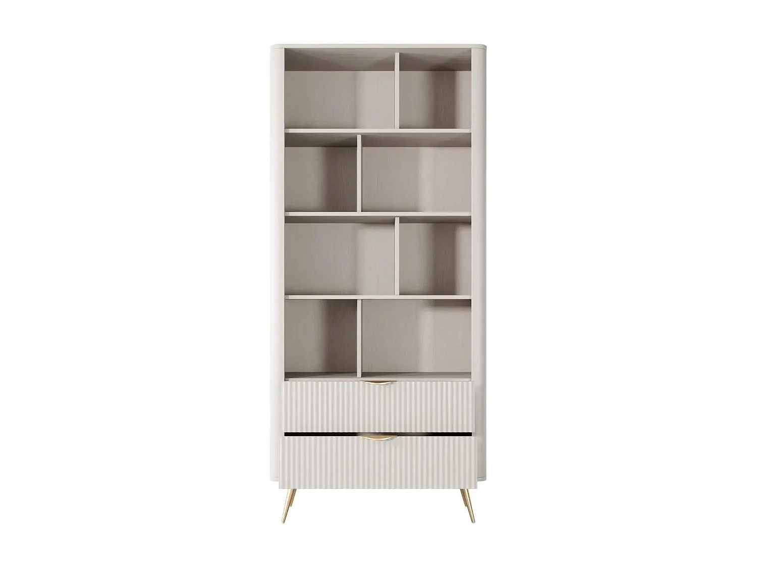 JOUDY - Bibliothèque 88cm effet rainuré - Beige