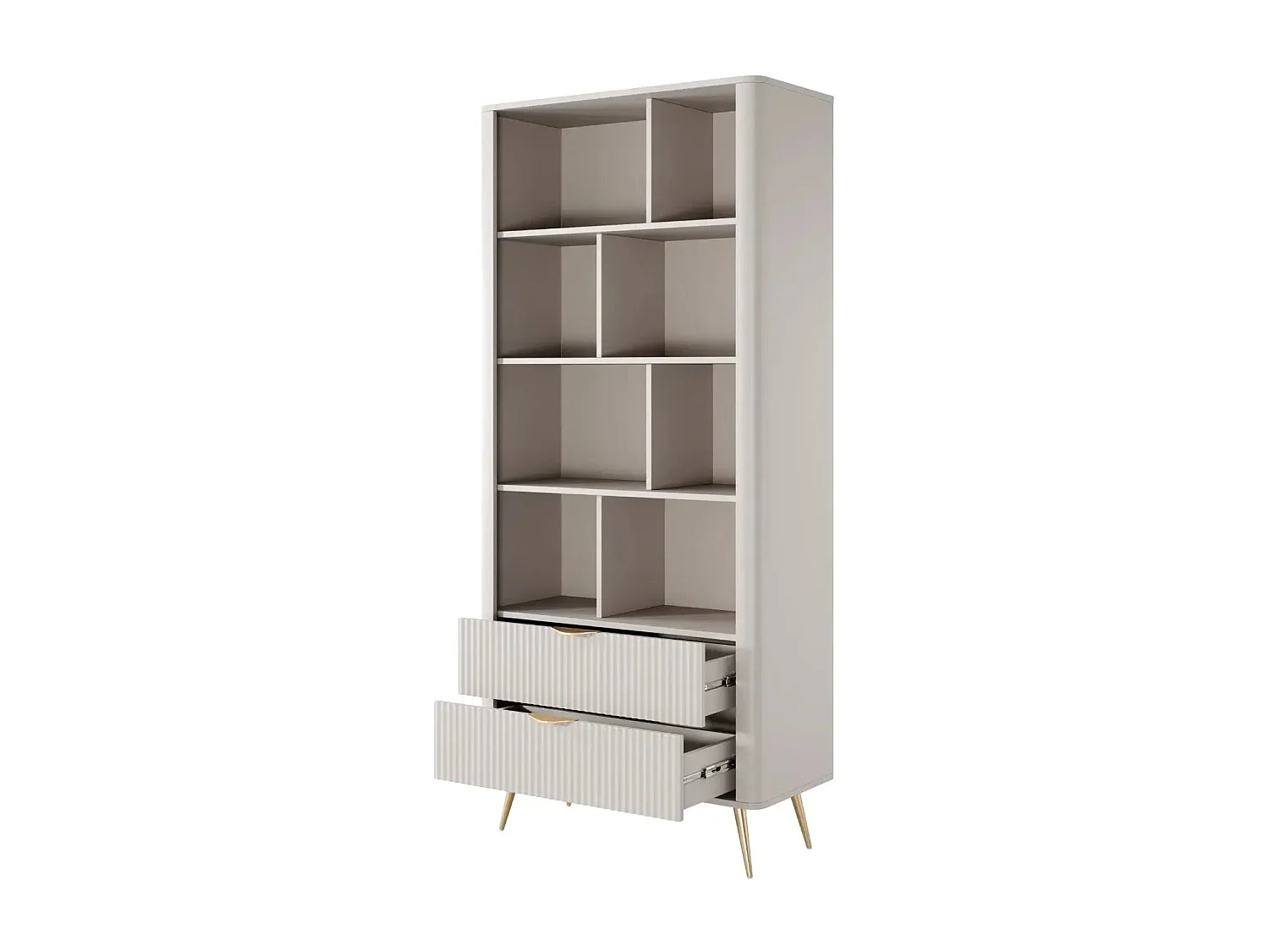 JOUDY - Bibliothèque 88cm effet rainuré - Beige