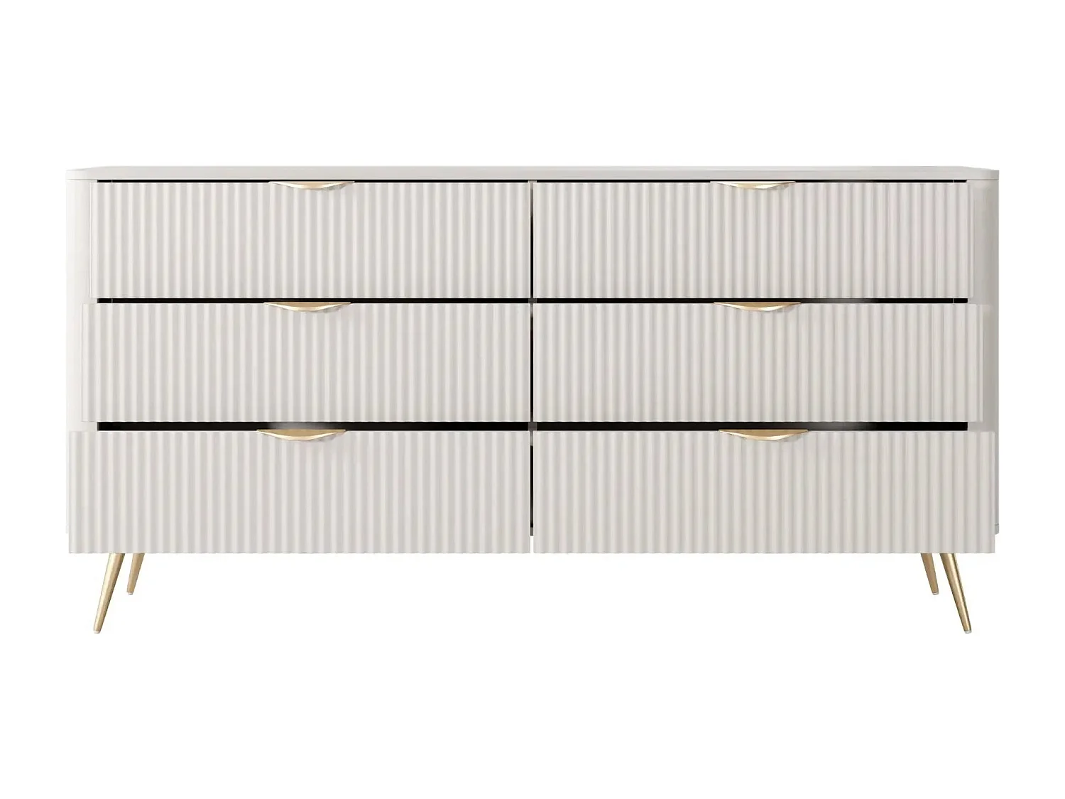 JOUDY - Buffet 163cm effet rainuré - Beige