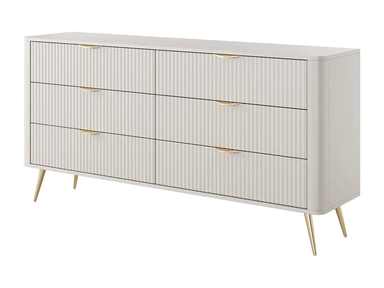 JOUDY - Buffet 163cm effet rainuré - Beige