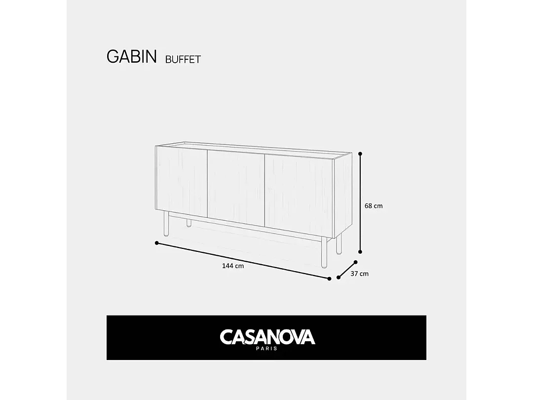 GABIN - Buffet en bois 140cm - Beige