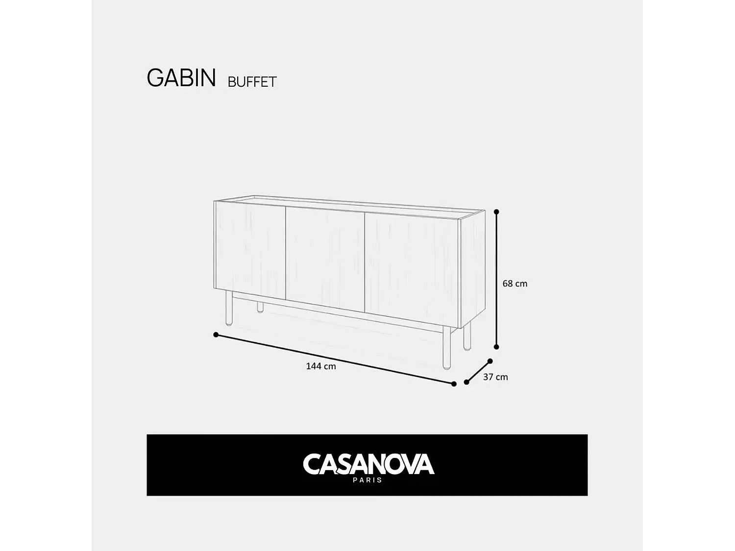 GABIN - Houten buffetkast 140cm - Beige