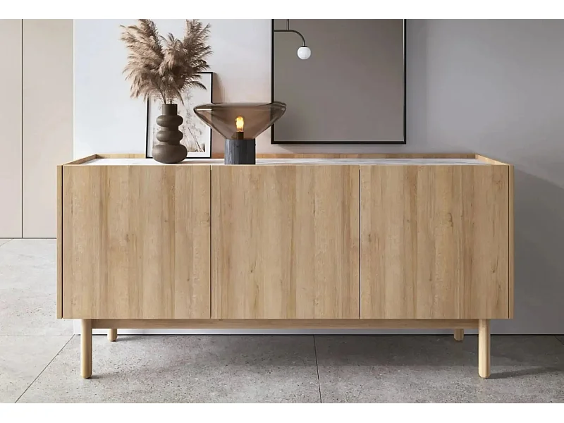 GABIN - Buffet en bois 140cm - Beige