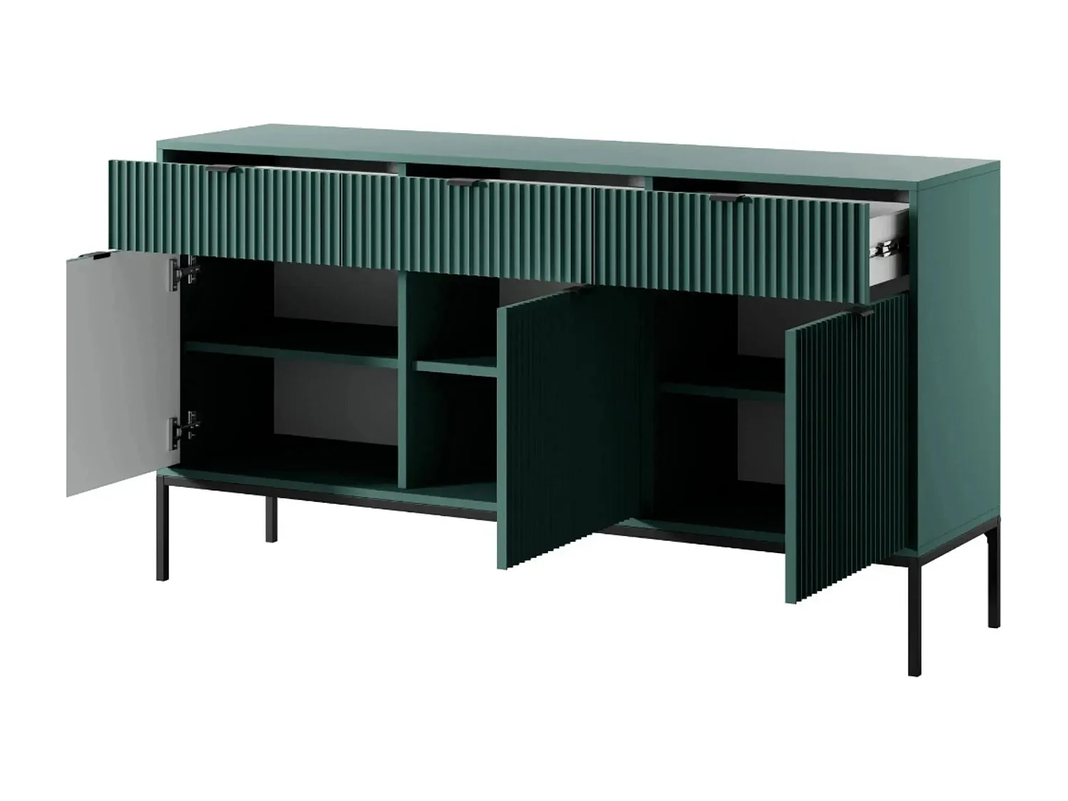 CHARLES - Buffet en bois 154cm - Vert