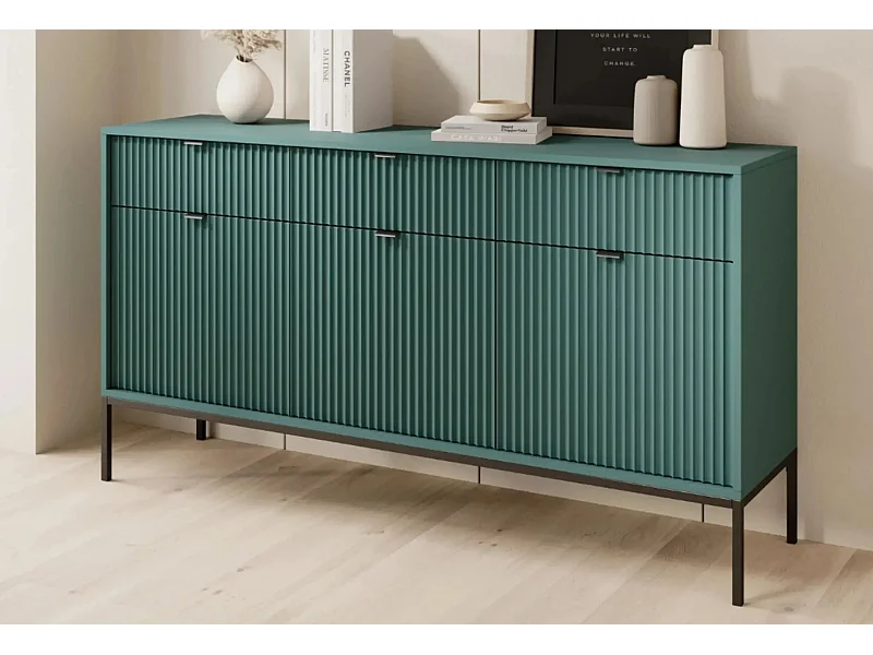 CHARLES - Buffet en bois 154cm - Vert