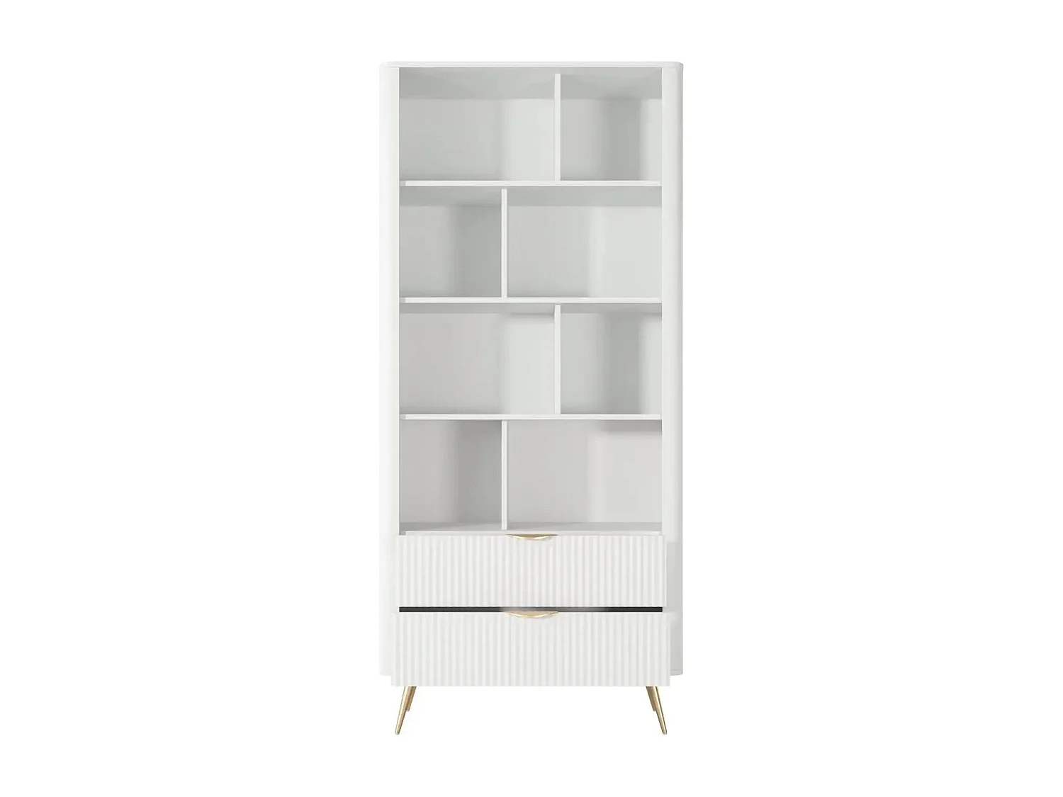 JOUDY - Bibliothèque 88cm effet rainuré - Blanc