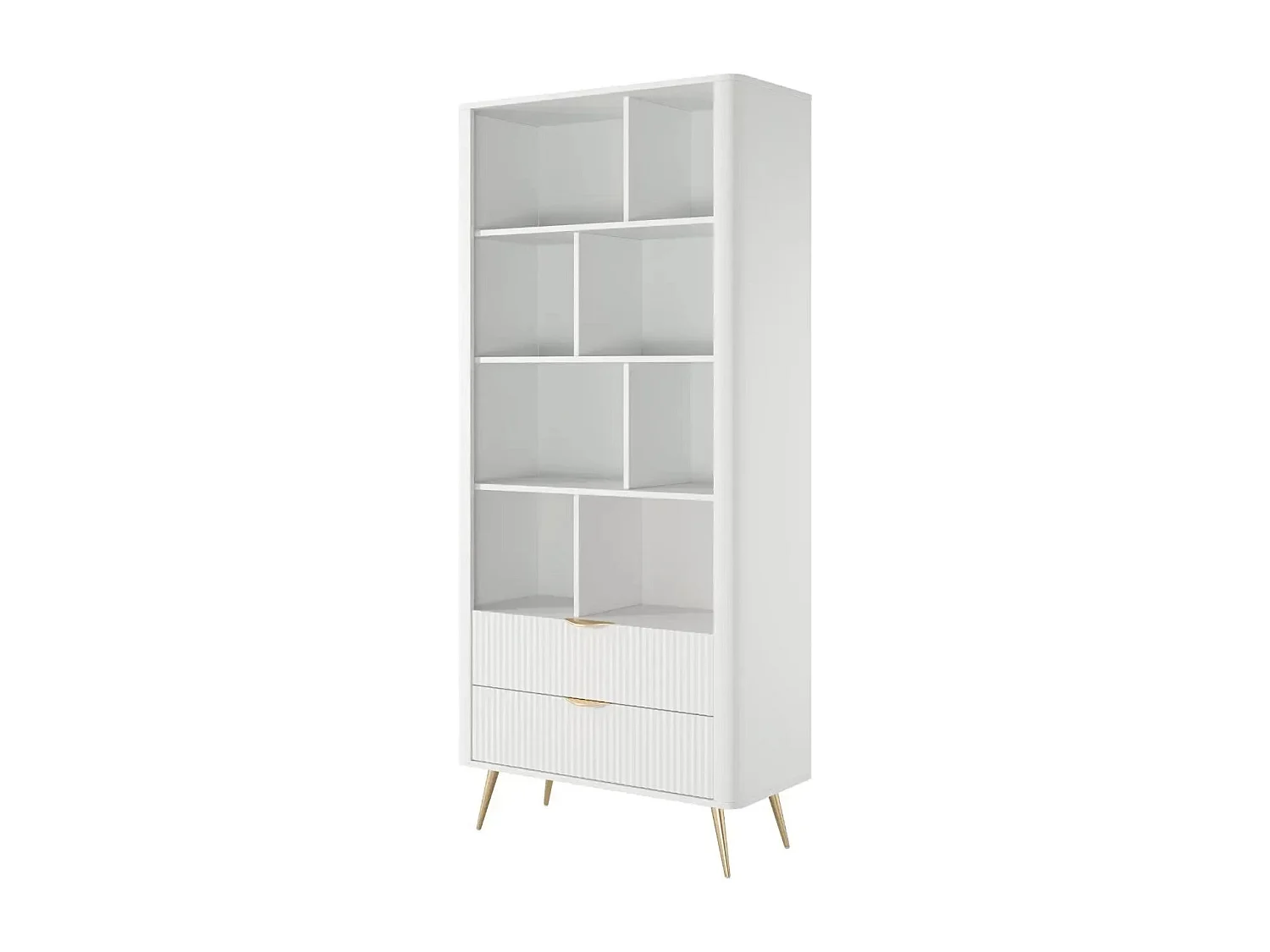JOUDY - Bibliothèque 88cm effet rainuré - Blanc
