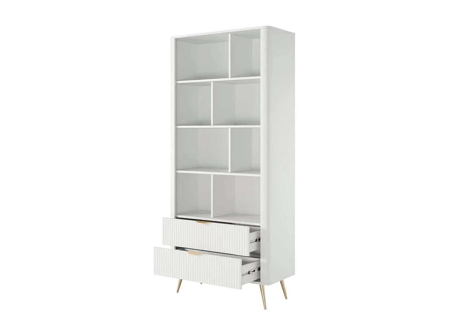JOUDY - Bibliothèque 88cm effet rainuré - Blanc