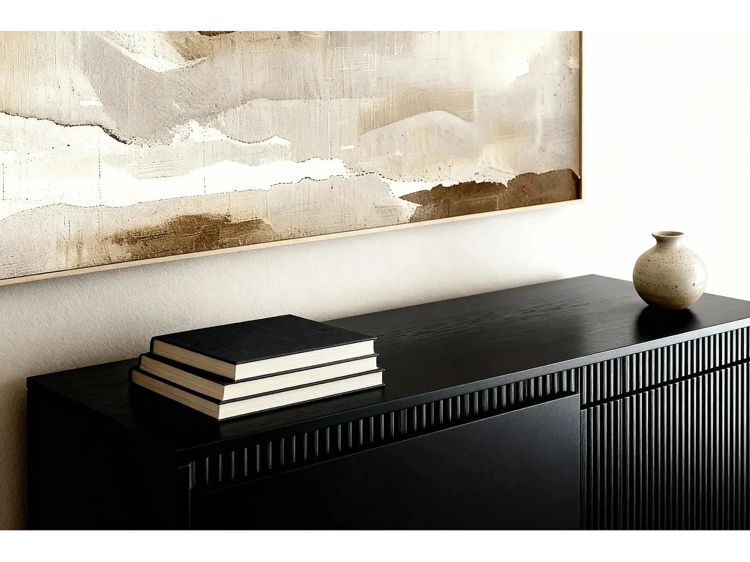 ALINA - Commode 2 portes pieds en métal - Noir