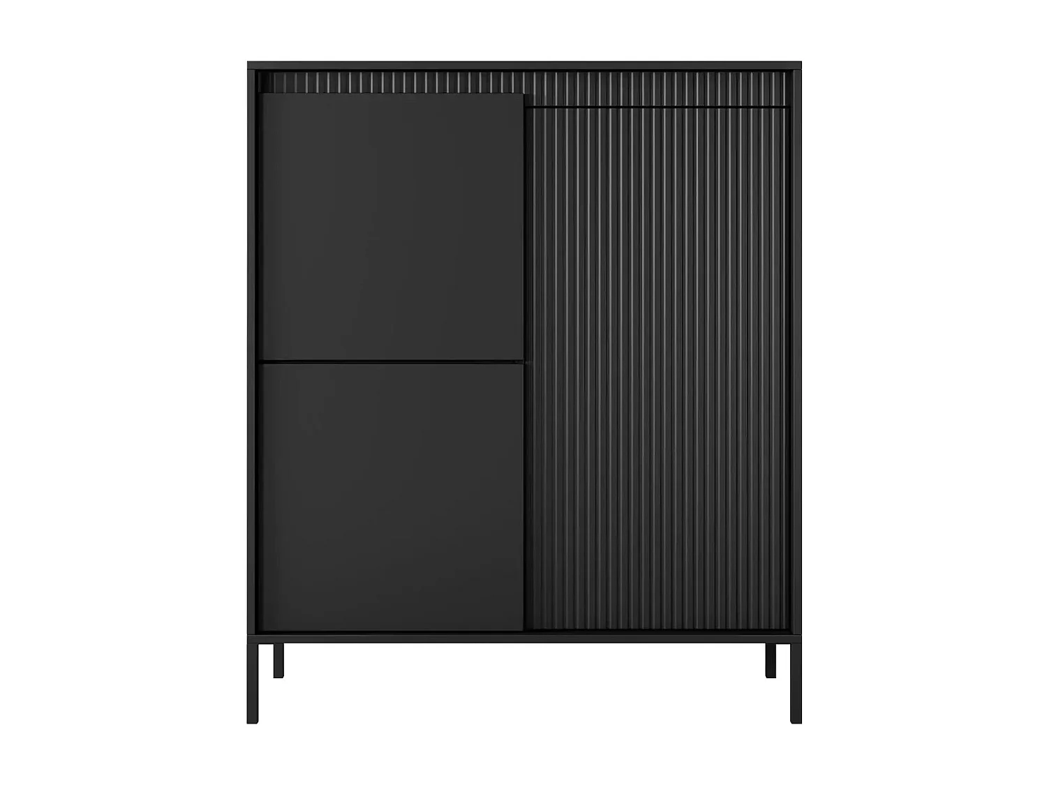 ALINA - Commode 2 portes pieds en métal - Noir