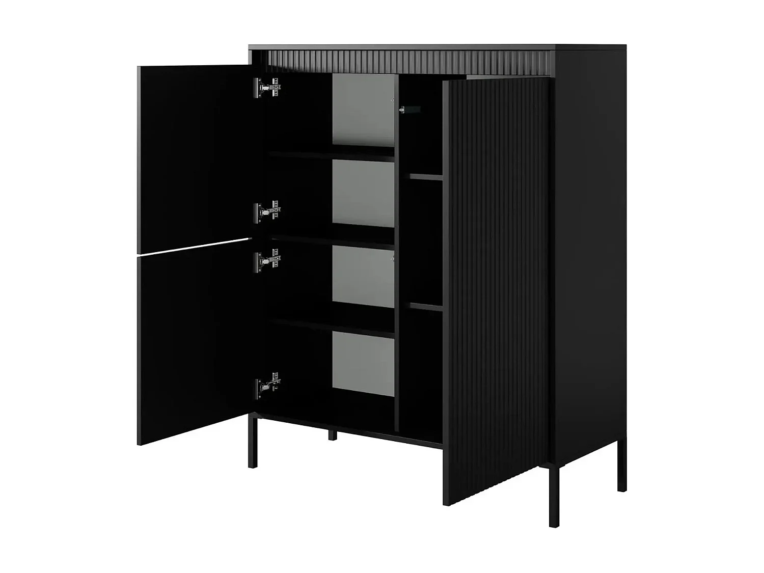 ALINA - Commode 2 portes pieds en métal - Noir