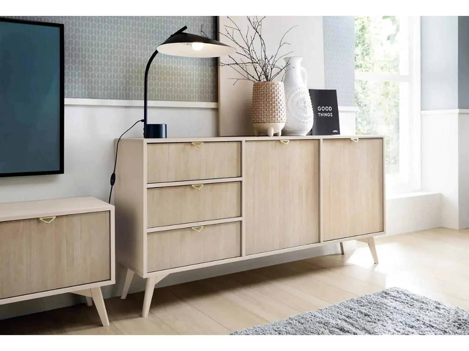 FANNIE - Buffet en bois 150cm - Beige