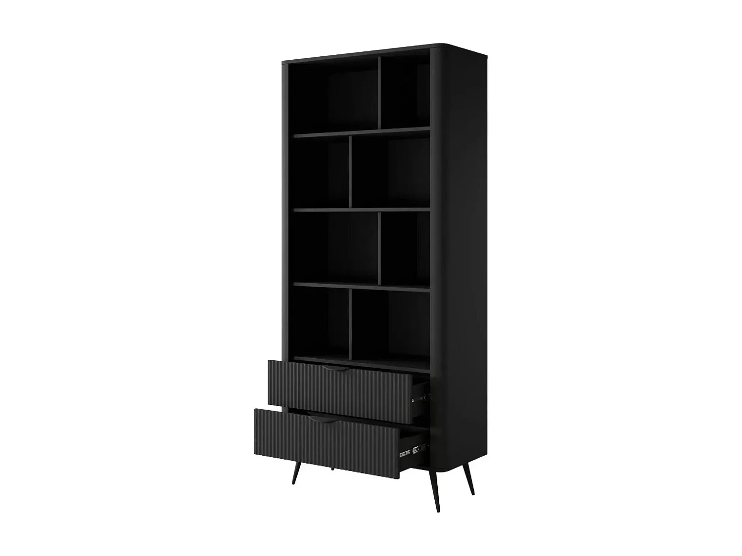 JOUDY - Bibliothèque 88cm effet rainuré - Noir