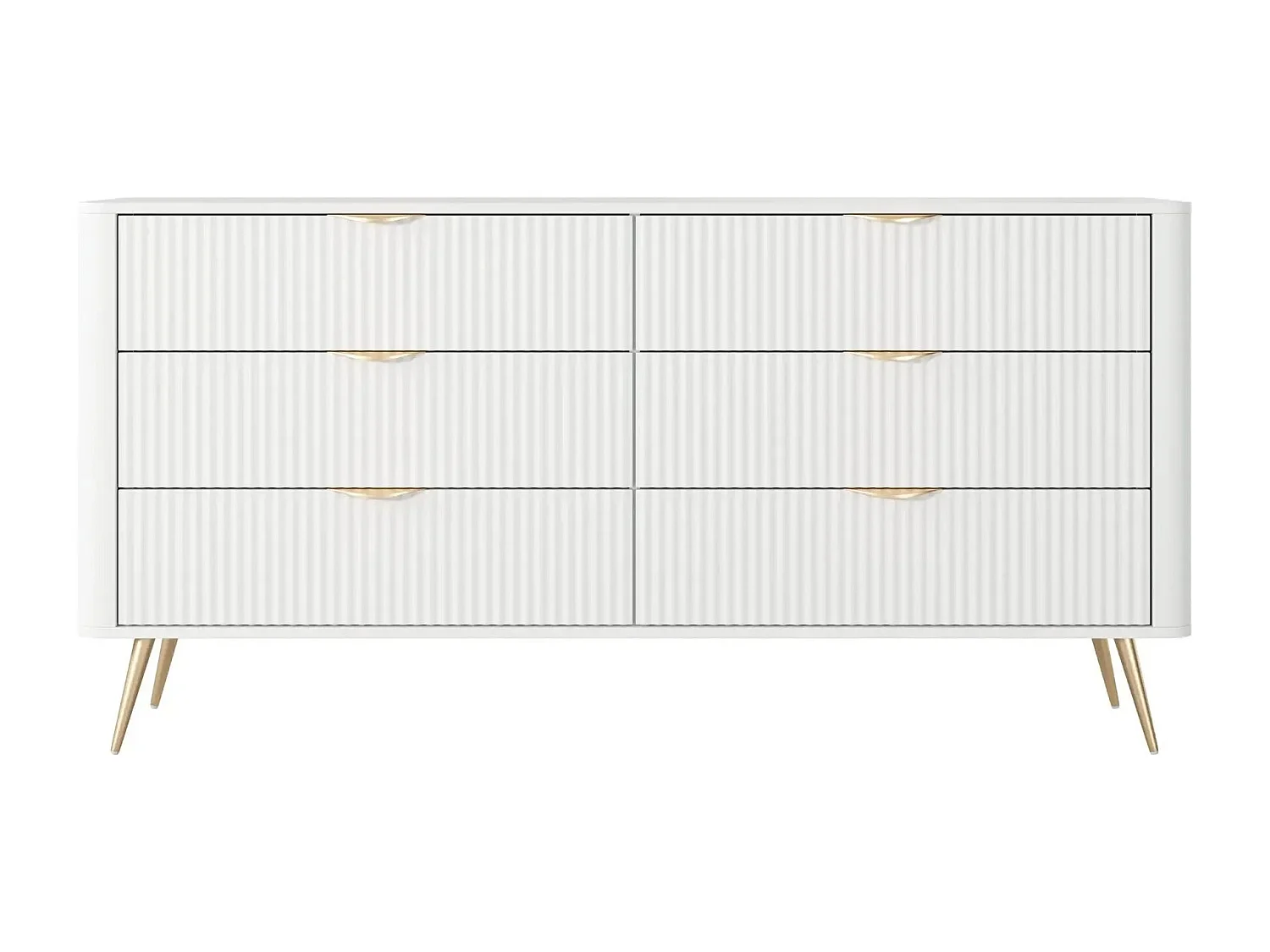 JOUDY - Buffet 163cm effet rainuré - Blanc