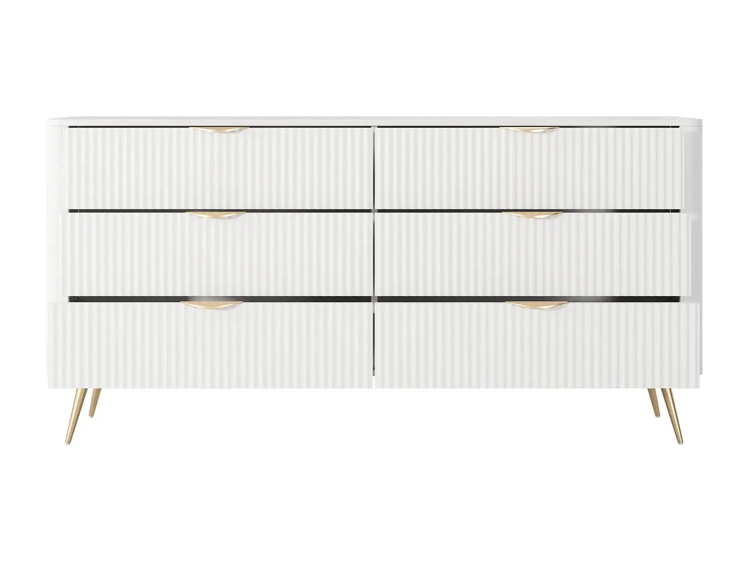 JOUDY - Buffet 163cm effet rainuré - Blanc