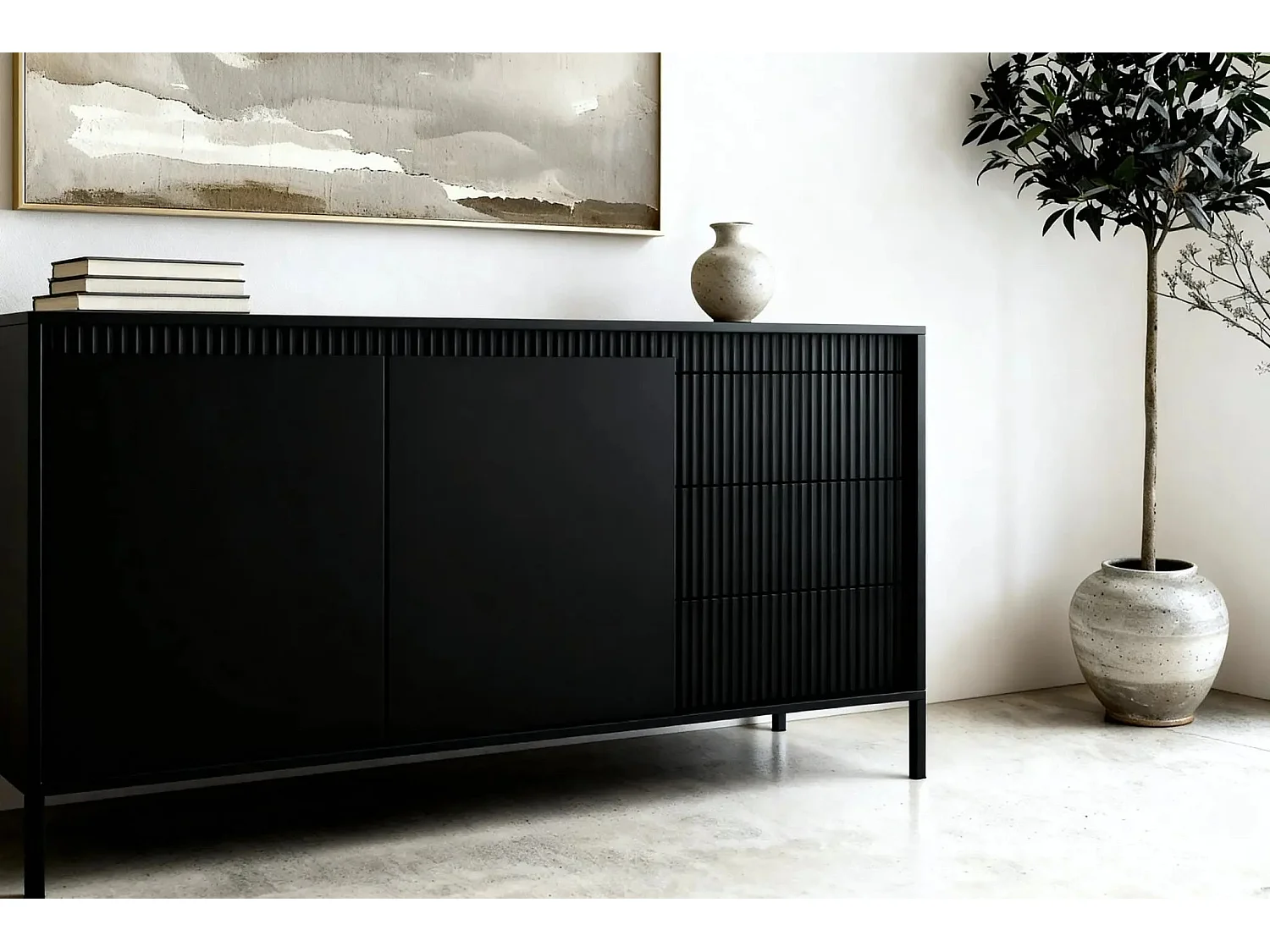 ALINA - Buffet 153cm pieds en métal - Noir