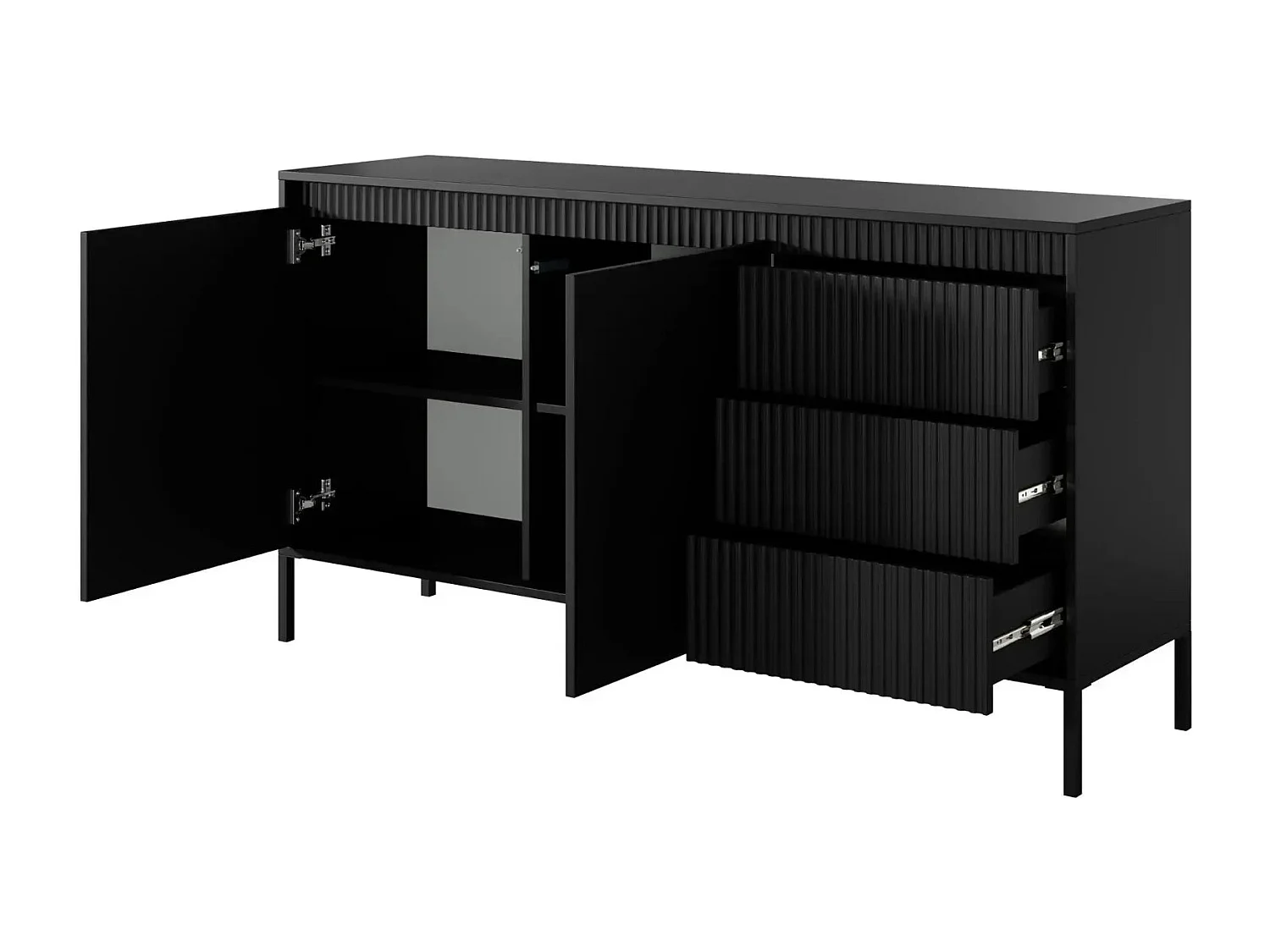 ALINA - Buffet 153cm pieds en métal - Noir