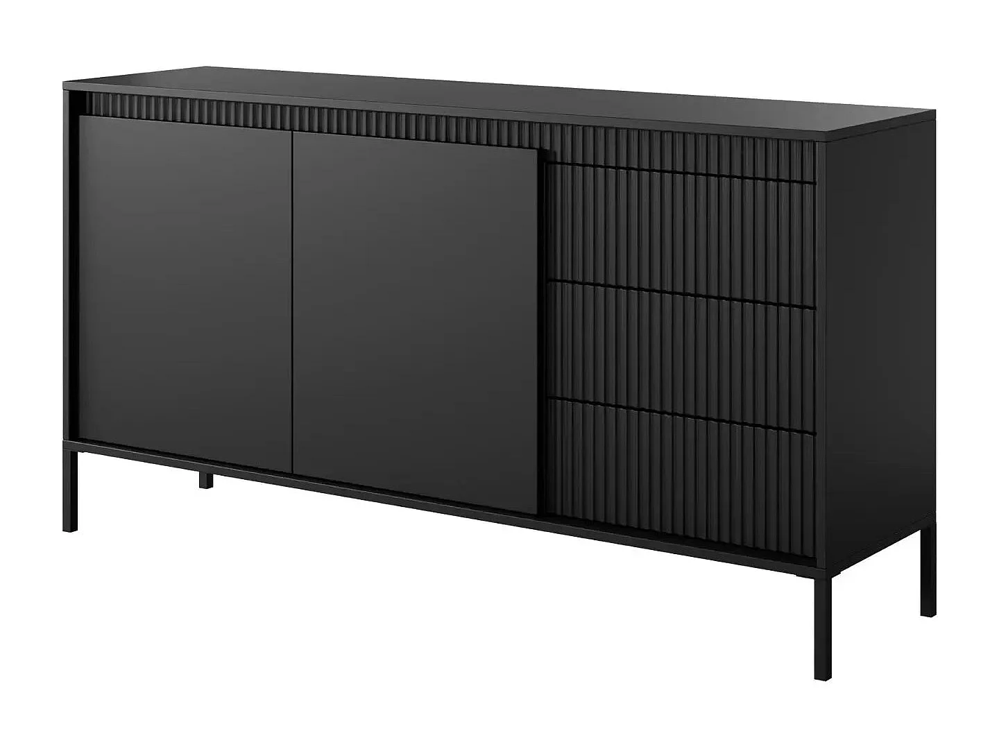 ALINA - Buffet 153cm pieds en métal - Noir