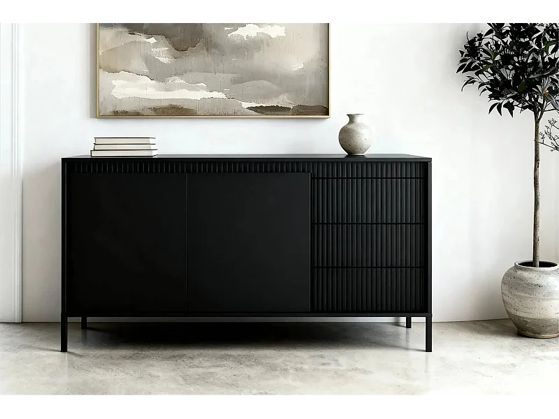 ALINA - Buffet 153cm pieds en métal - Noir