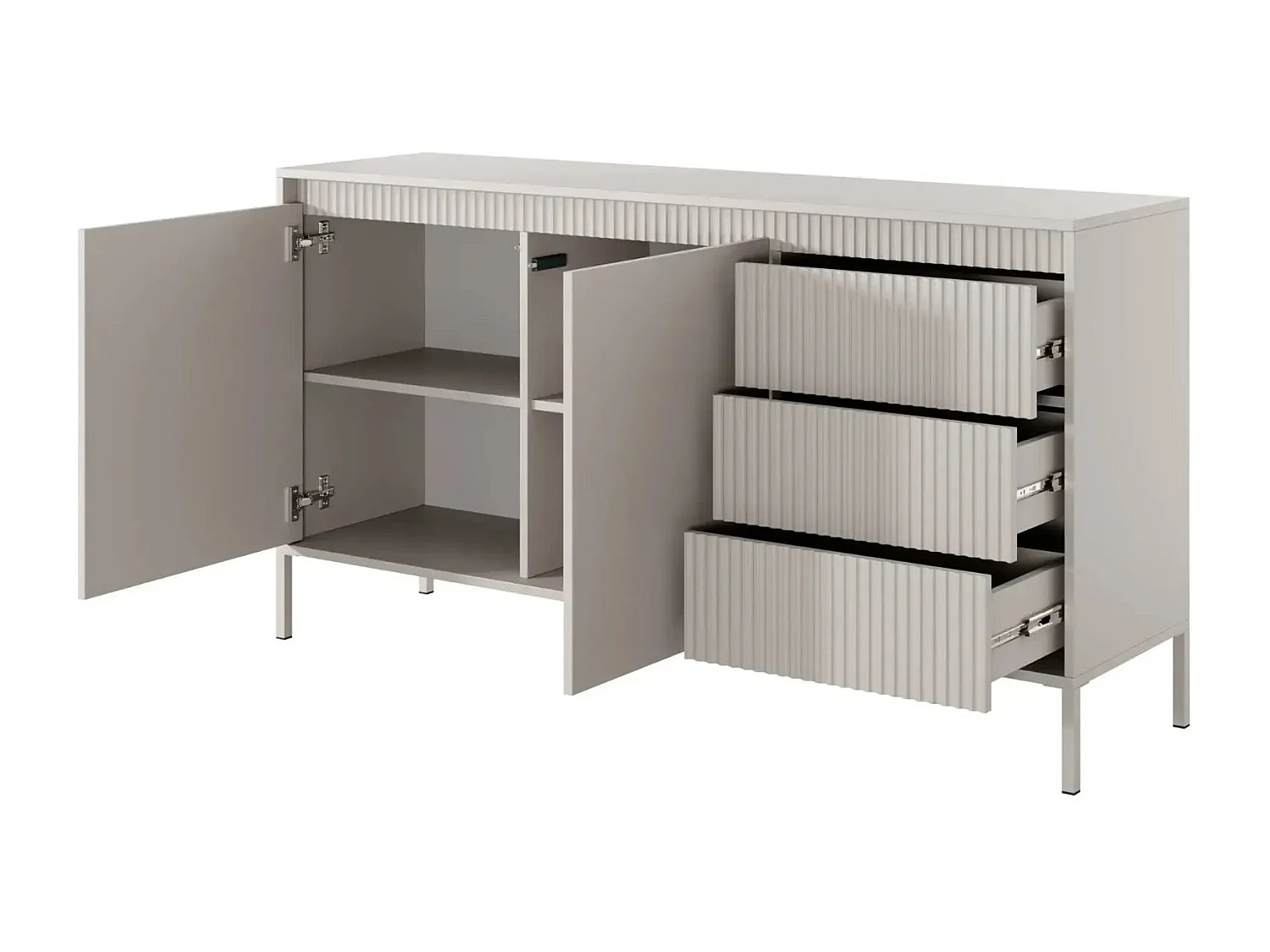 ALINA - Buffet 153cm pieds en métal - Beige