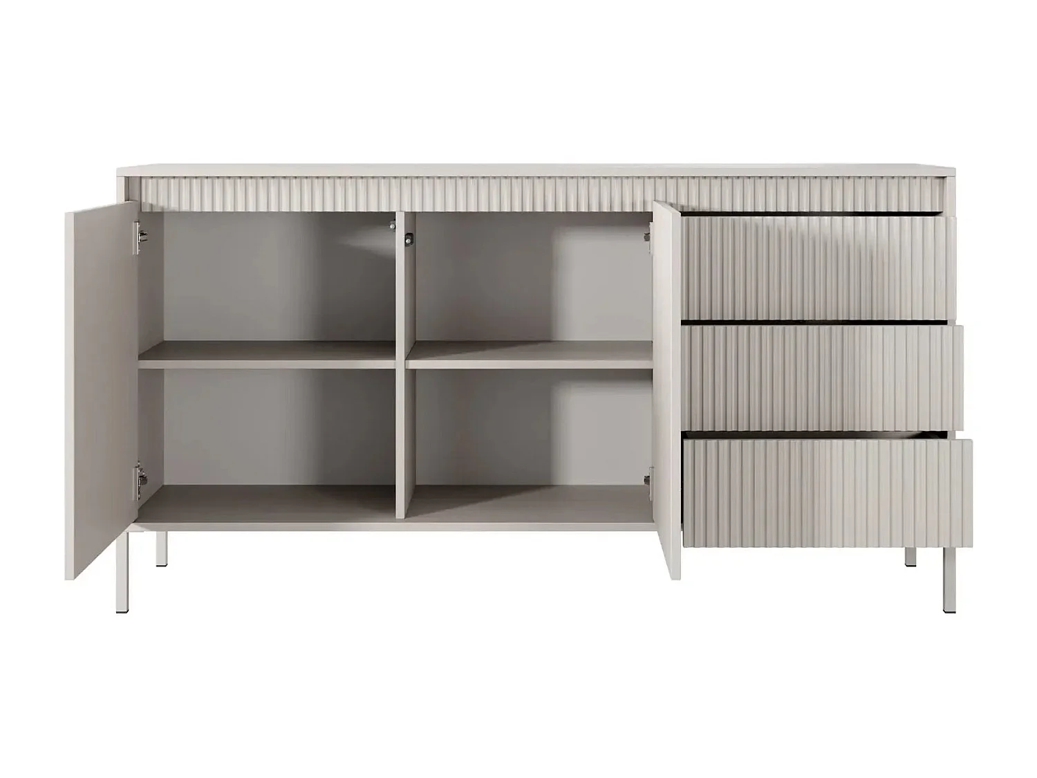 ALINA - Buffet 153cm pieds en métal - Beige