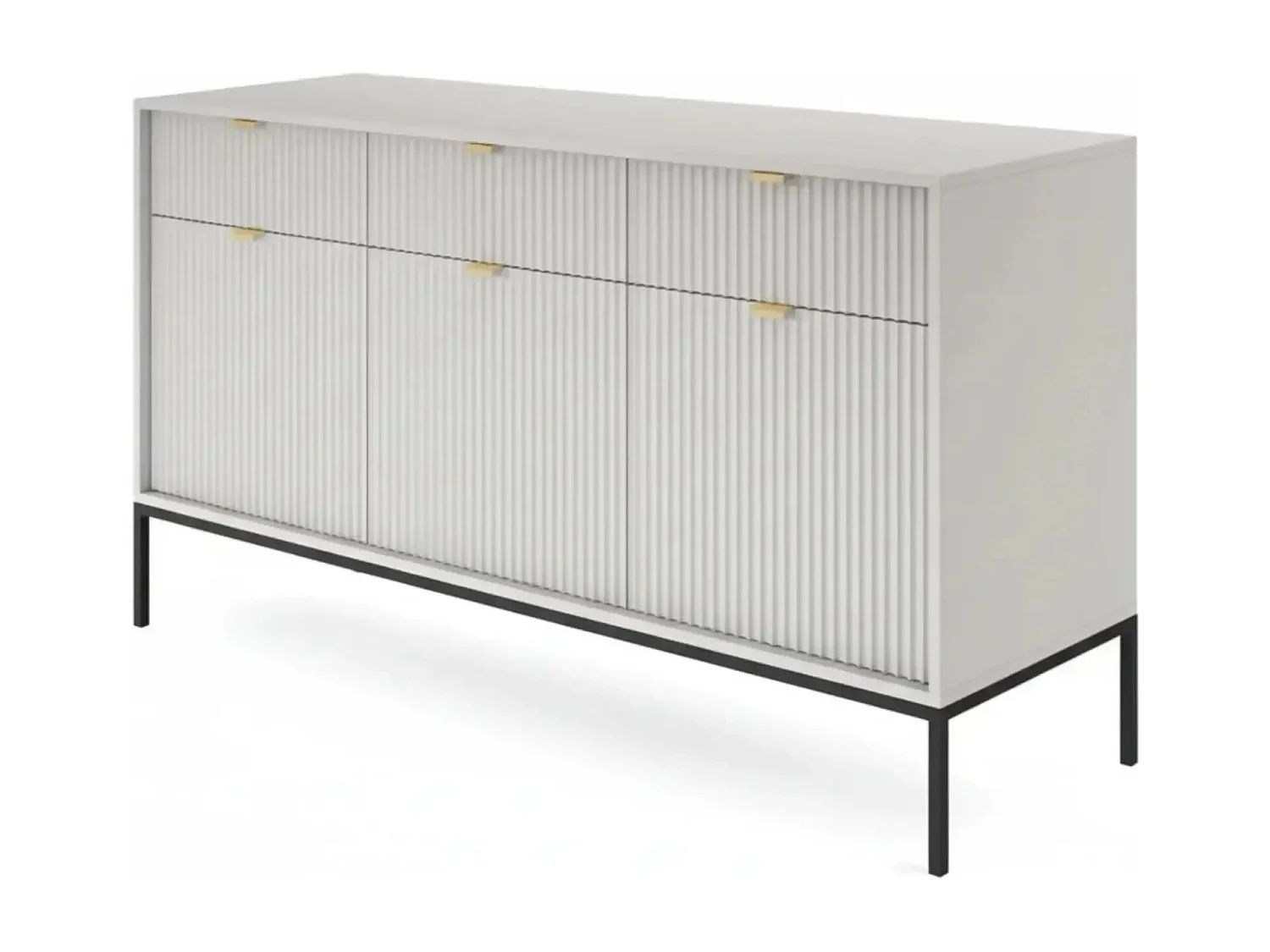 CHARLES - Buffet en bois 154cm - Gris clair