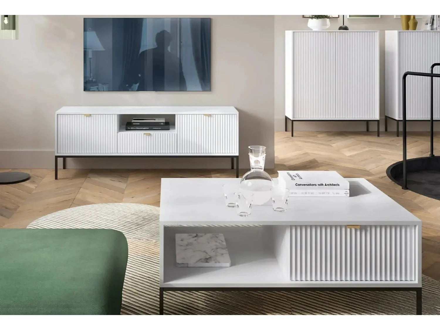 CHARLES - Table basse pieds en métal - Blanc