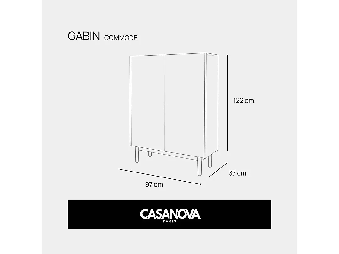 GABIN - Commode 2 portes en bois 100cm - Beige