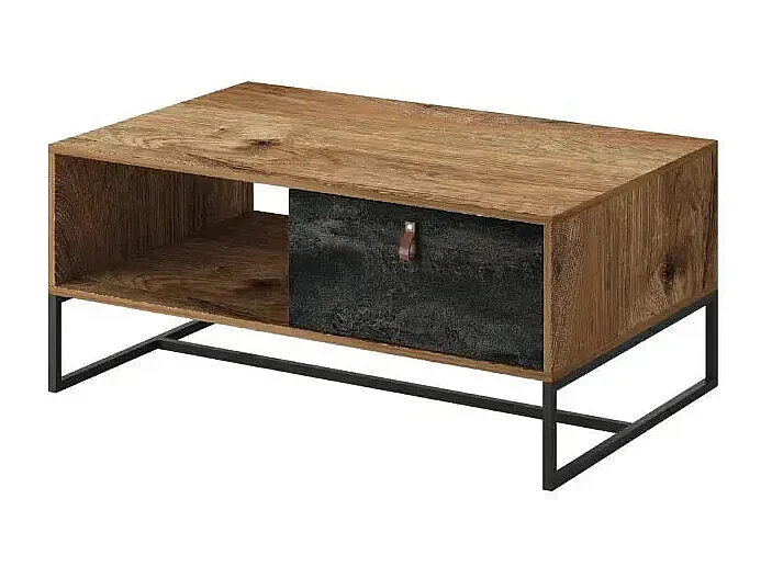 CAROLINE - Table basse 1 tiroir en bois - Brun foncé