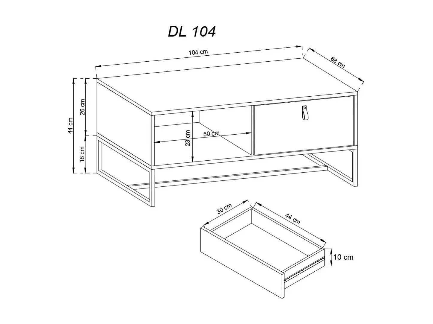 CAROLINE - Table basse 1 tiroir en bois - Brun foncé