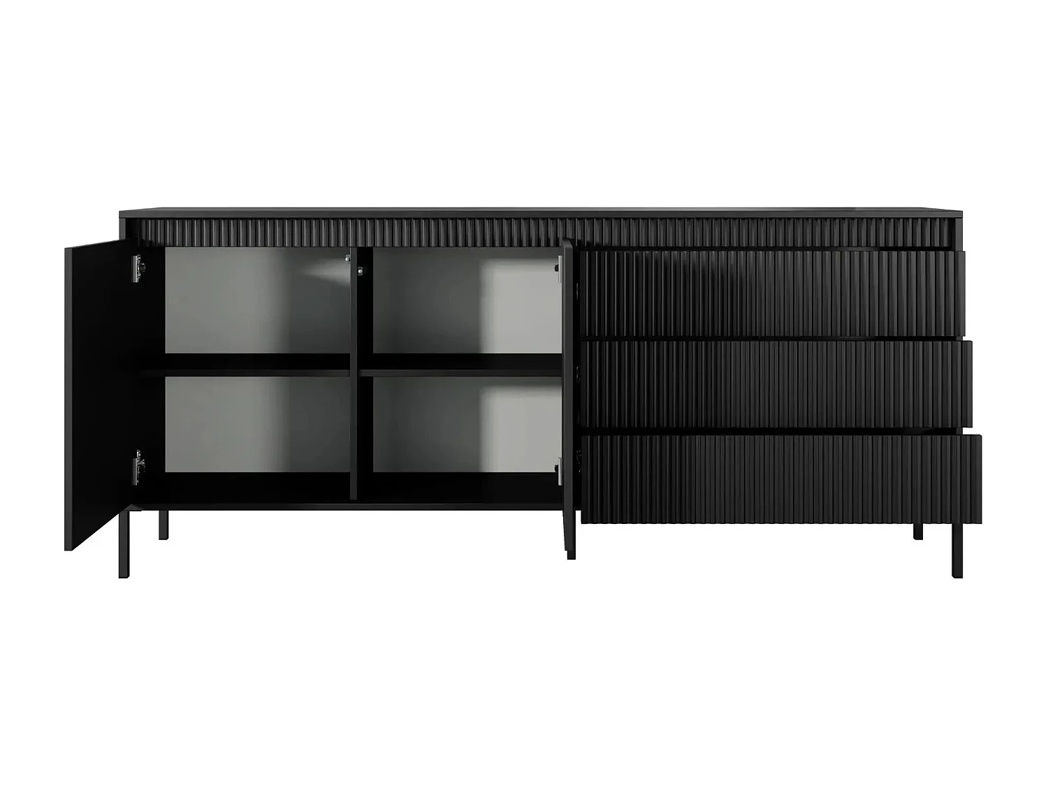 ALINA - Buffet 187cm pieds en métal - Noir