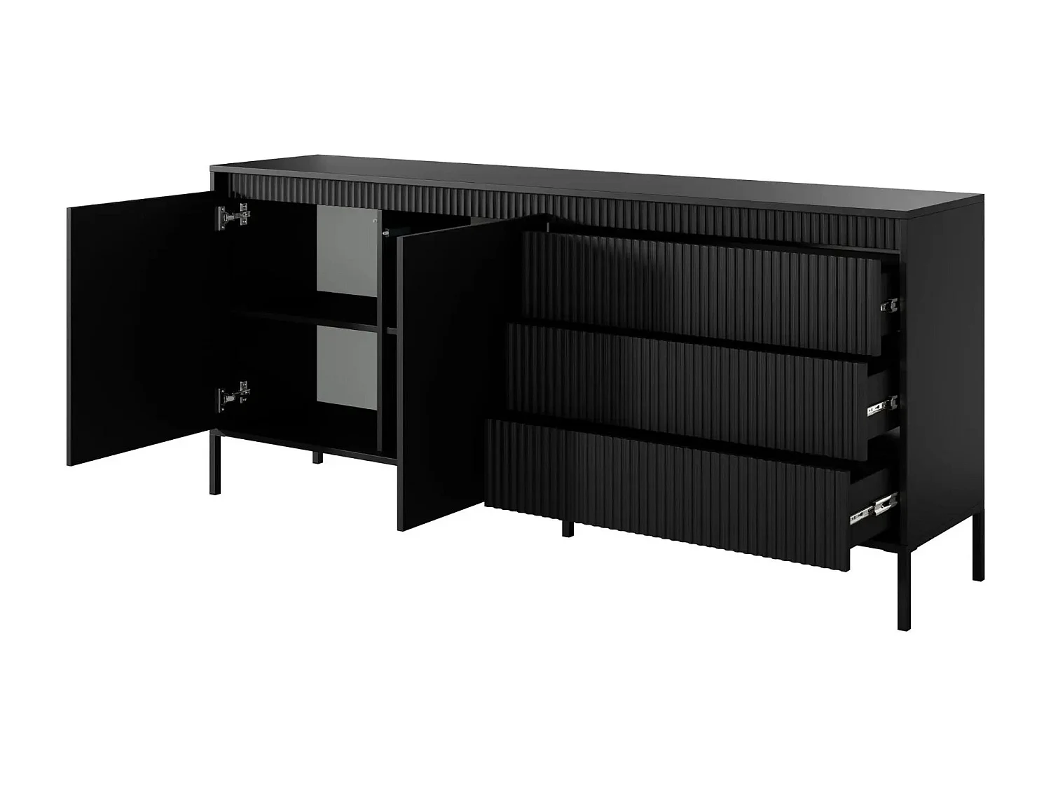 ALINA - Buffet 187cm pieds en métal - Noir