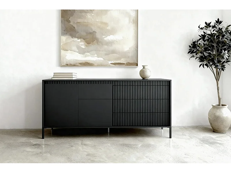 ALINA - Buffet 187cm pieds en métal - Noir