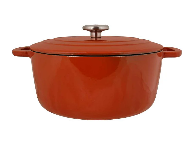 Geëmailleerde Gietijzeren Braadpan COSY & TRENDY Ø28 cm 6,15 L Voor Alle Vuursoorten Inductie met Roestkleurige Deksel