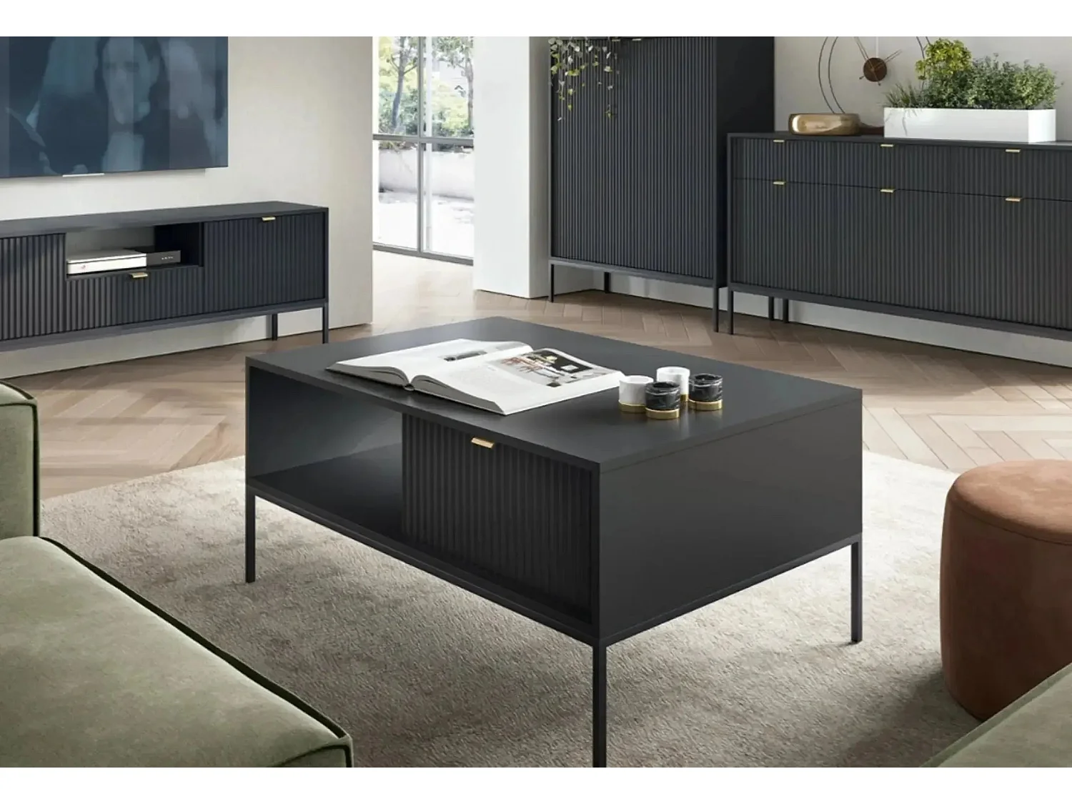 CHARLES - Table basse pieds en métal - Noir