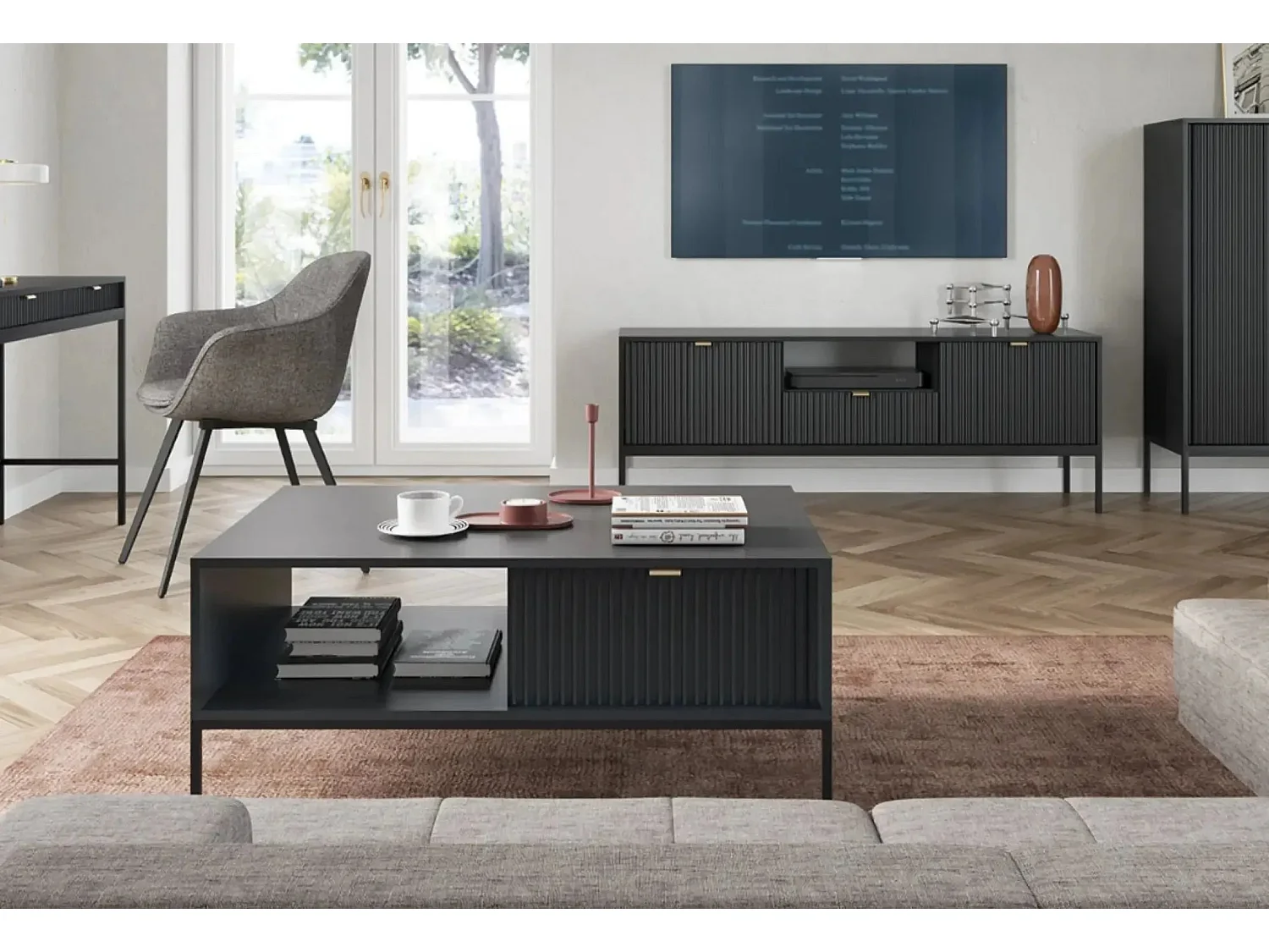 CHARLES - Table basse pieds en métal - Noir