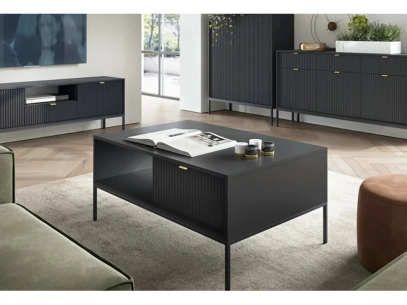 CHARLES - Table basse pieds en métal - Noir