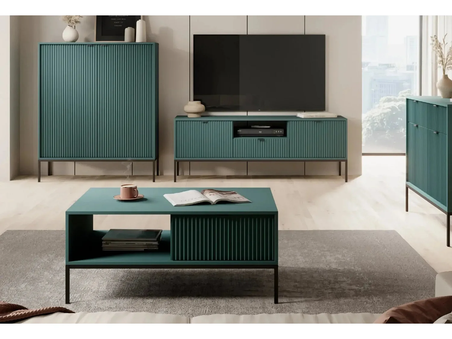 CHARLES - Table basse pieds en métal - Vert