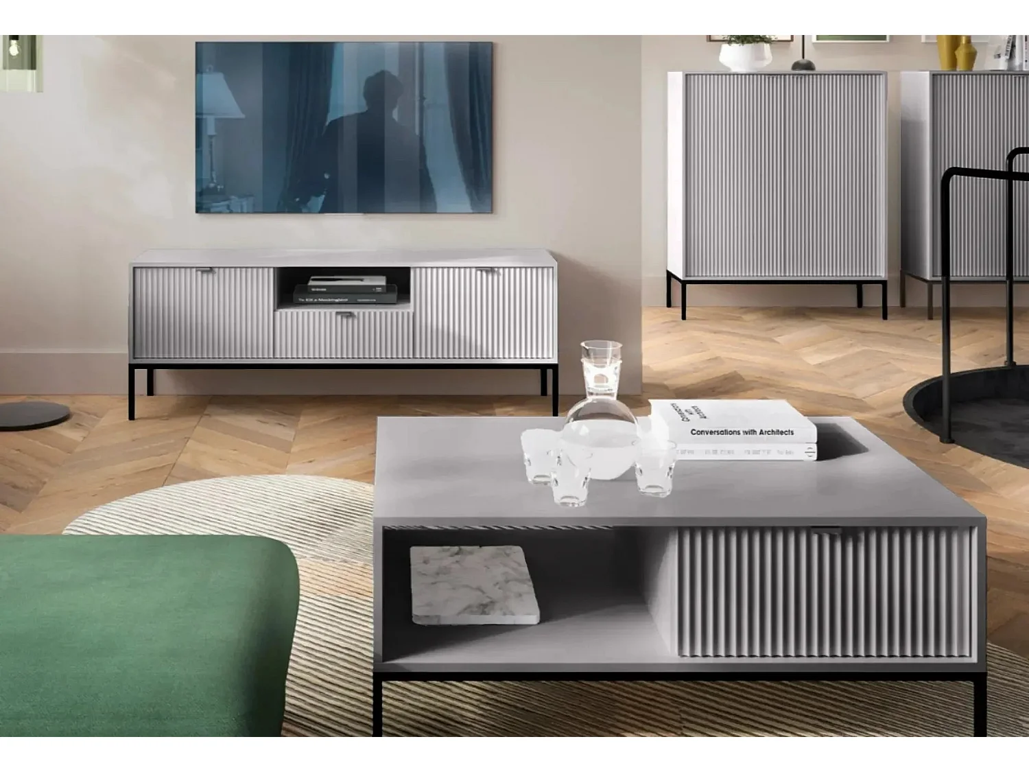 CHARLES - Table basse pieds en métal - Gri