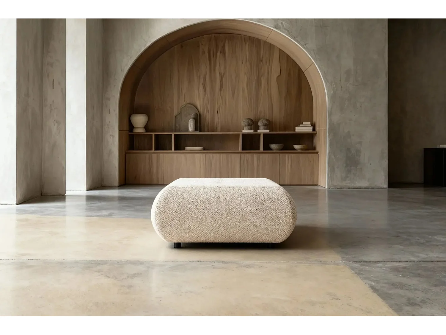 LEVI - Pouf en tissu lisse Beige 88x88x41