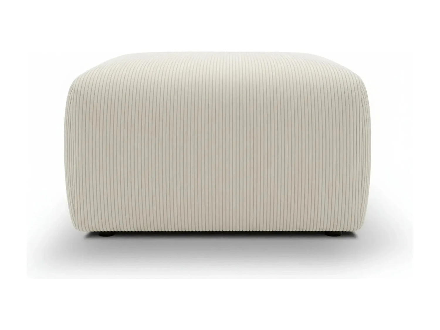 ELIO - Pouf en petit velours côtelé Beige 74x74x41