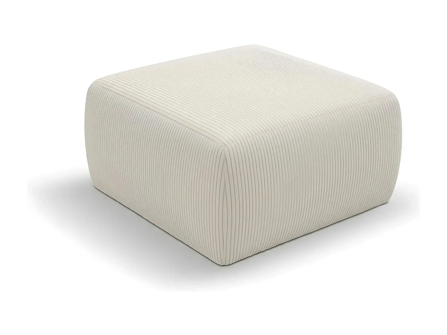 ELIO - Pouf en petit velours côtelé Beige 74x74x41