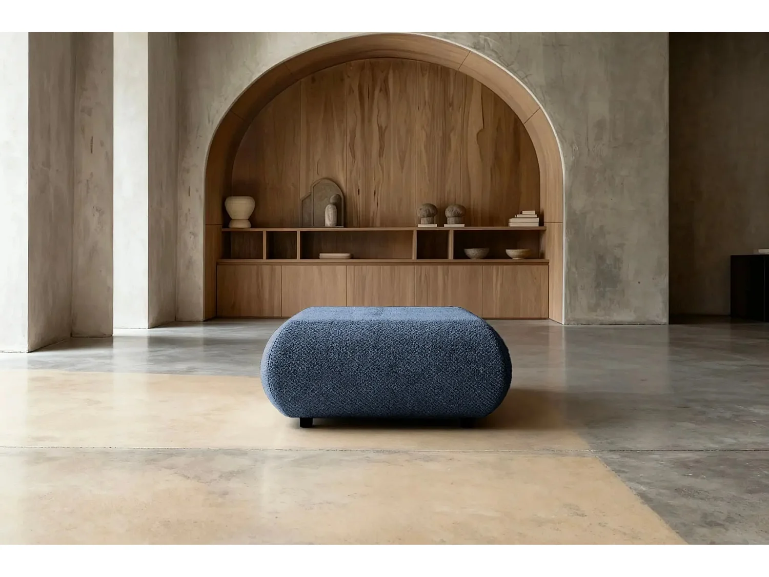 LEVI - Pouf en tissu lisse Bleu 88x88x41